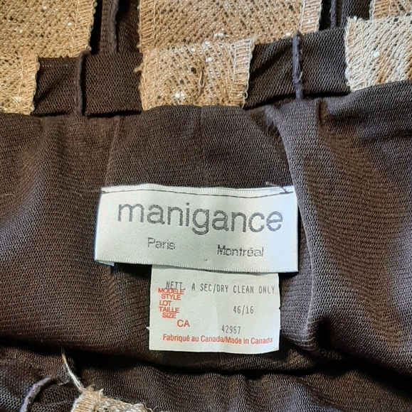 Vintage manigance Montreal Fashion Skirt Tone on Tone Brown Size 16 Stretchy - Picture 5 of 5
